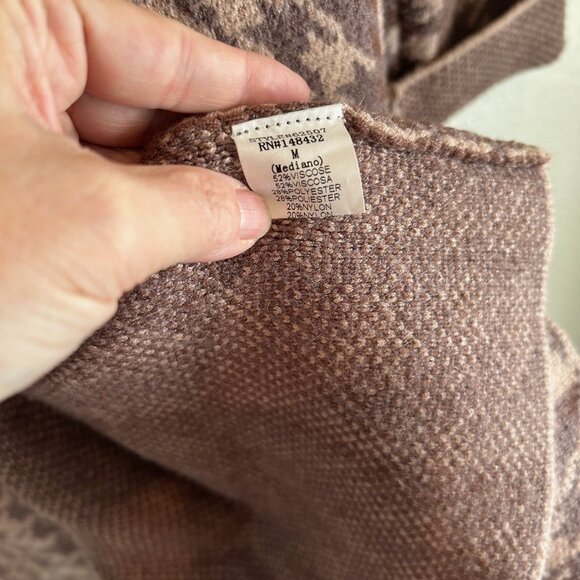 Rielle Trench Cardigan Women’s SZM Houndstooth Brown Coco Classic Knit Button - Picture 9 of 13